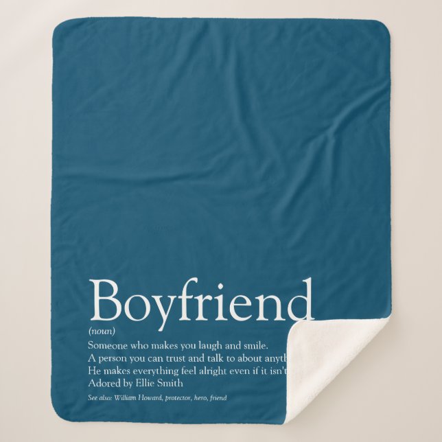 Boyfriend Definition Saying Modern Blue Sherpa Blanket (Front)