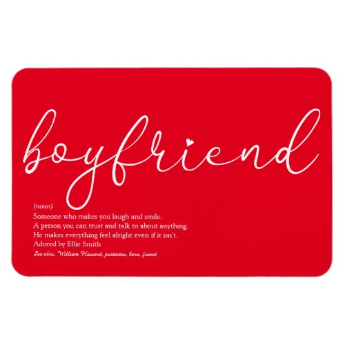 Boyfriend Definition Script Love Heart Red Magnet