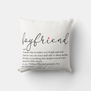 Boyfriend Definition Script Red Love Heart Throw Pillow
