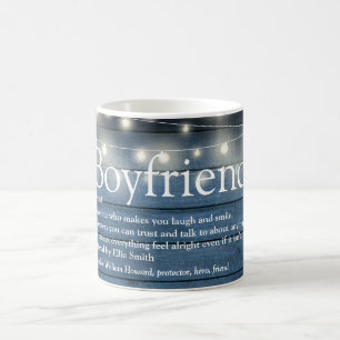 Boyfriend Definition String Lights Blue Rustic Coffee Mug