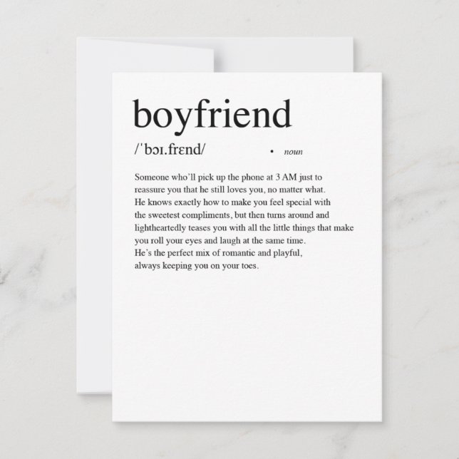 Boyfriend Definition Valentine's Day Card (Front)