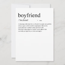 Boyfriend Definition Valentine's Day Card