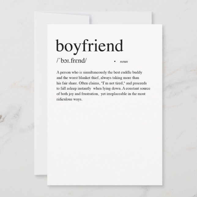 Boyfriend Definition Valentine's Day Card (Front)