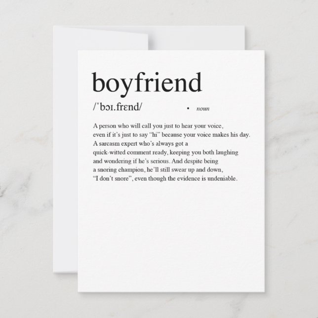Boyfriend Definition Valentine's Day Card (Front)
