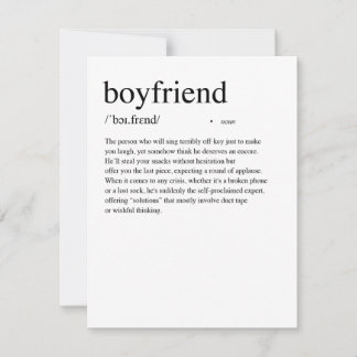 Boyfriend Definition Valentine's Day Card