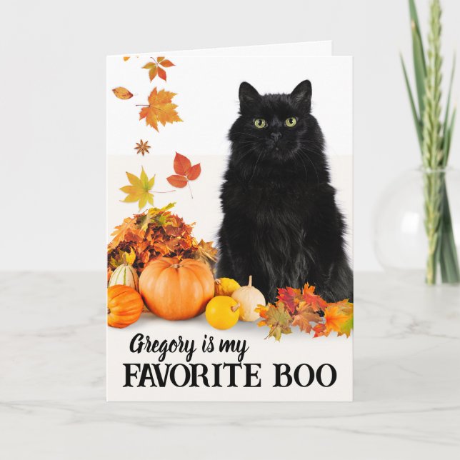 Boyfriend Favorite Boo Halloween Black Cat Card (Front)