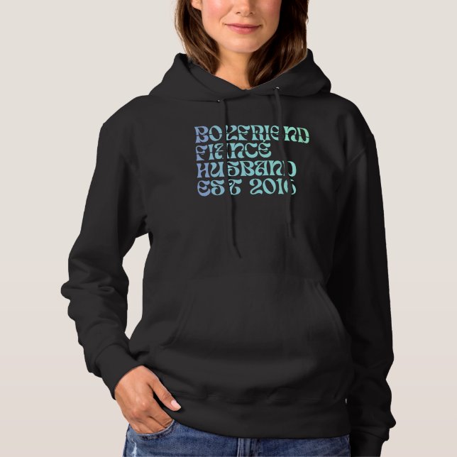 Boyfriend Fiance Husband Est 2016 Wedding Annivers Hoodie (Front)