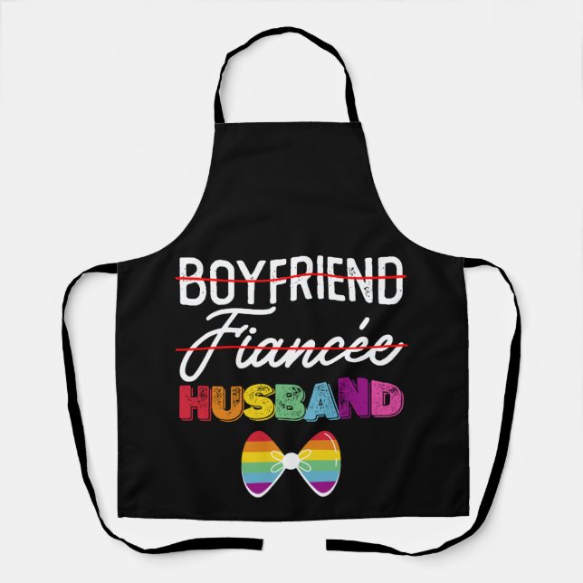 Boyfriend Fiance Husband Gay Marriage Groom LGBTQ Apron (Front)
