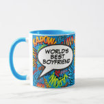 Boyfriend Fun Modern Retro Comic Book Pop Art Mug<br><div class="desc">Personalise,  customise,  make it your own the Comic Book Pop Art way! Cool,  trendy and fun design that puts the wham zap pow into your day. A great gift for any superhero boyfriend. Designed by Thisisnotme©</div>