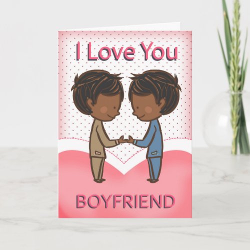 Boyfriend Gay Cute Loving African American Coupl Card