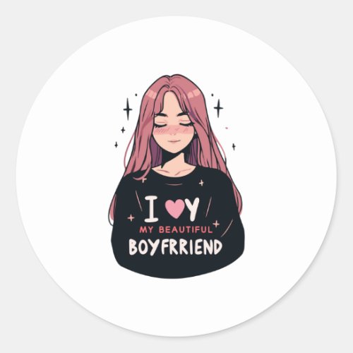 boyfriend girlfriend beautiful design classic round sticker