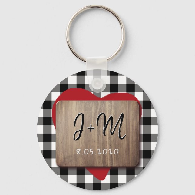 Boyfriend girlfriend couple initials personalized keychain (Front)