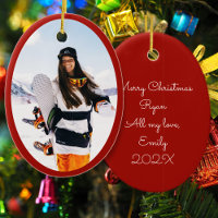 Boyfriend Girlfriend Oval Photo Christmas