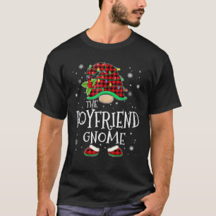 Boyfriend Gnome Red Plaid Matching Family Christma T-Shirt