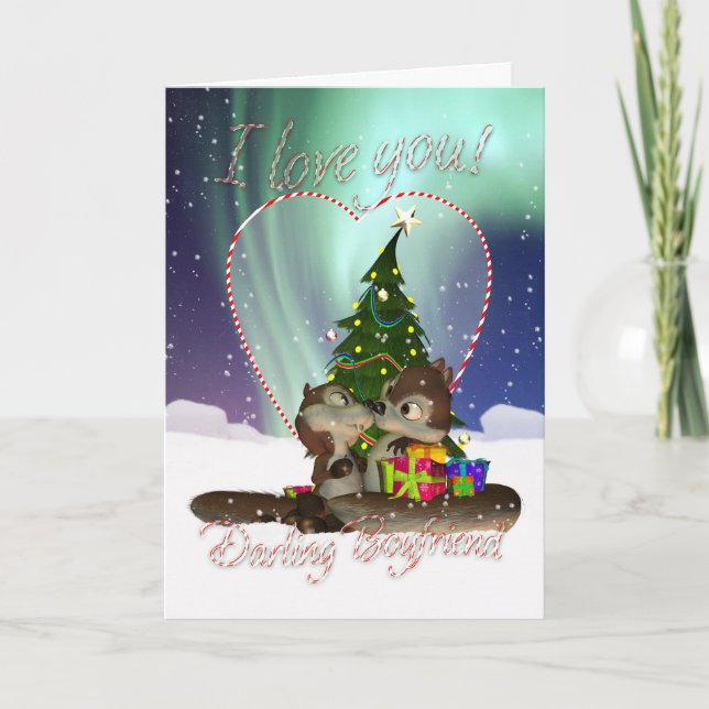 Boyfriend I Love You Christmas Card With Loving Sq (Front)