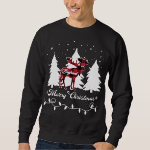 Boyfriend Moose Buffalo Red Plaid Christmas Matchi Sweatshirt