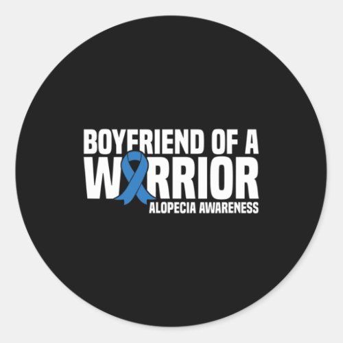 Boyfriend Of A Warrior Blue Ribbon Alopecia Awaren Classic Round Sticker