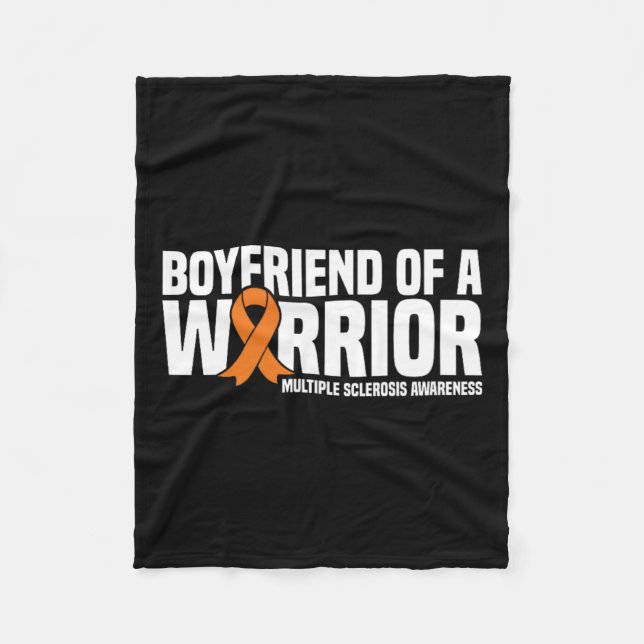 Boyfriend Of A Warrior Ms Multiple Sclerosis Aware Fleece Blanket (Front)