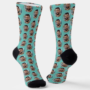 Boyfriend Photo for Girlfriend Fun Light Teal Socks