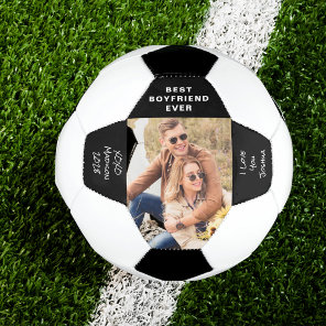 Boyfriend Photo Personalized Black White Soccer Ball
