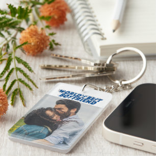 Boyfriend photo sea blue 3d text  keychain