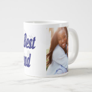 Boyfriend Photo with dark blue script Giant Coffee Mug