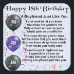 Boyfriend Poem - 18th Birthday Square Sticker<br><div class="desc">A great gift for a special boyfriend on his 18th birthday</div>