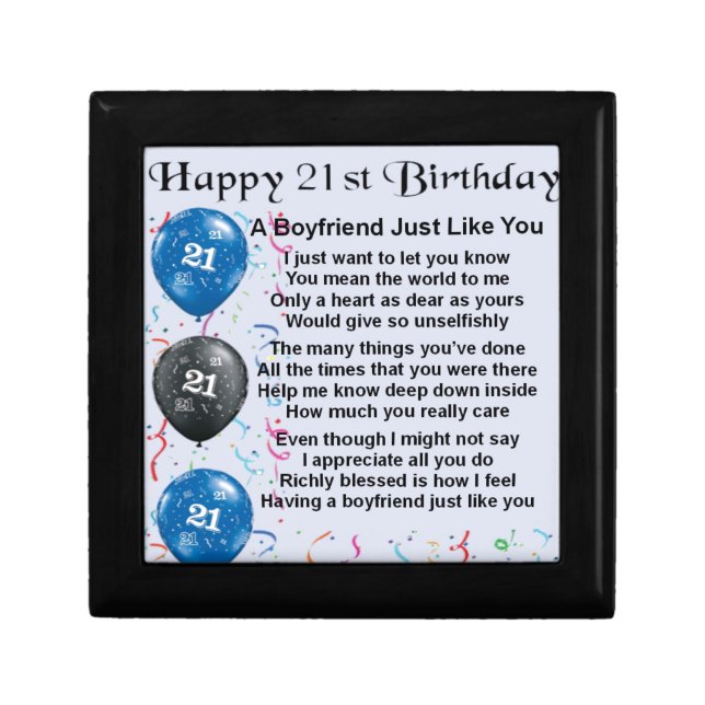 Boyfriend Poem - 21st Birthday Keepsake Box (Front)