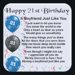 Boyfriend Poem - 21st Birthday Square Sticker<br><div class="desc">A great gift for a boyfriend on his 21st birthday</div>