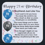 Boyfriend Poem - 21st Birthday Square Sticker<br><div class="desc">A great gift for a boyfriend on his 21st birthday</div>