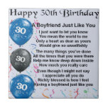 Boyfriend poem 30th Birthday Ceramic Tile<br><div class="desc">A great gift for a boyfriend on his 30th birthday</div>