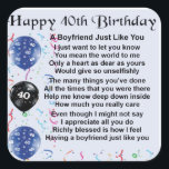 Boyfriend poem - 40th Birthday Square Sticker<br><div class="desc">A great gift for a boyfriend on his 40th birthday</div>