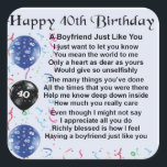 Boyfriend poem - 40th Birthday Square Sticker<br><div class="desc">A great gift for a boyfriend on his 40th birthday</div>