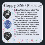 Boyfriend poem 50th birthday square sticker<br><div class="desc">A great gift for a boyfriend on his 50th birthday</div>