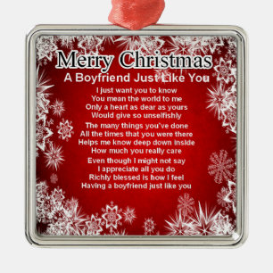 Boyfriend Poem - Christmas Design Metal Ornament