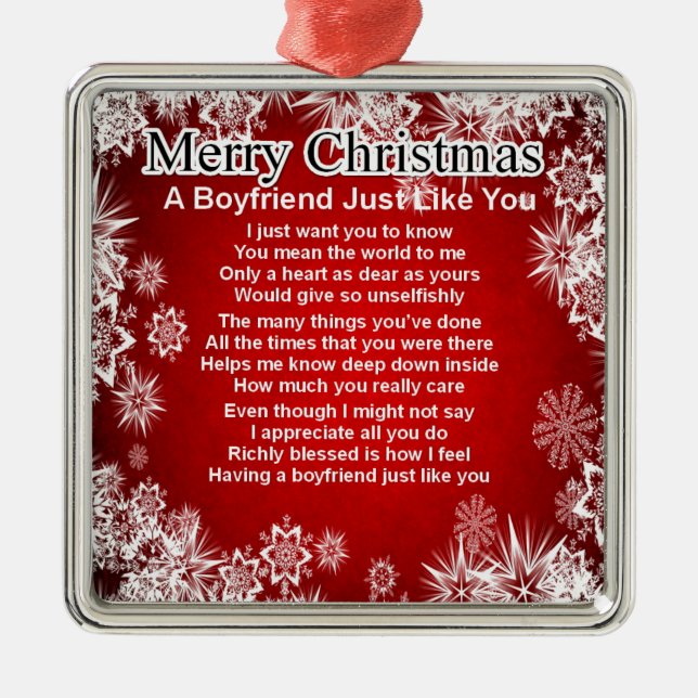 Boyfriend Poem - Christmas Design Metal Ornament (Front)