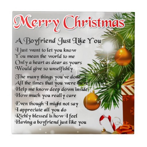 Boyfriend Poem - Christmas Design Tile | Zazzle