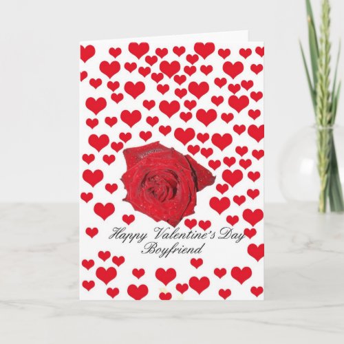 Boyfriend Rose and hearts Valentines Day Holiday Card
