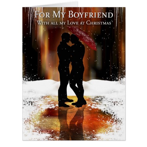 Boyfriend Stylish Holiday Card With Gay Couple