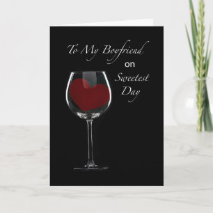 Boyfriend Sweetest Day Red Heart in Wine Glass Card