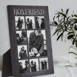 Boyfriend Together Forever Photo Collage Plaque<br><div class="desc">Memories make the best gifts, boyfriends will love this thoughtful, modern photo collage plaque, for valentines day, birthday, anniversary and any other special ocassion. The plaque features 9 photos, the template text 'BOYFRIEND, FOREVER TOGETHER', over a chalkboard effect background, personalized with your names and year. All the font styles and...</div>