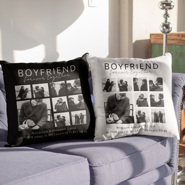 Boyfriend Together Forever Photo Collage Throw Pillow (Creator Uploaded)