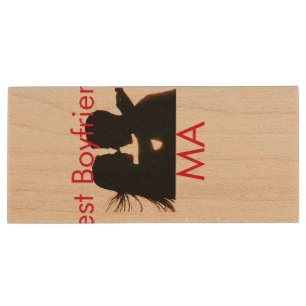 Boyfriend valentine gift add name monogram letter wood flash drive