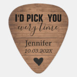 boyfriend valentine gift photo (back) rustic wood guitar pick<br><div class="desc">This is a really unique and cute gift idea for your boyfriend. Personalize it with your favorite photo on backside.</div>