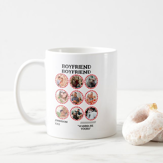 Boyfriend | Valentines Day 9 Photo Collage Coffee Mug (With Donut)