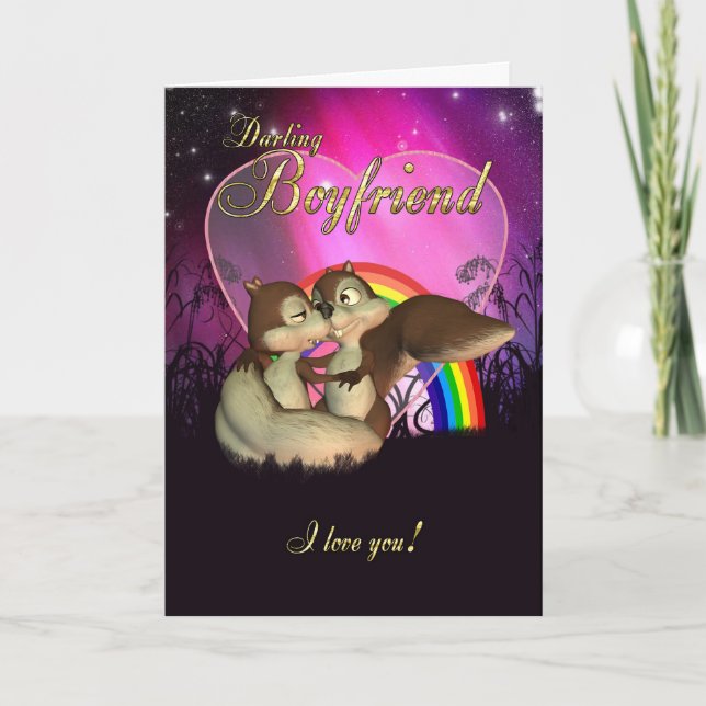 Boyfriend Valentine's Day Card With Cute Love Squi (Front)