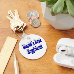 Boyfriend with blue script  keychain