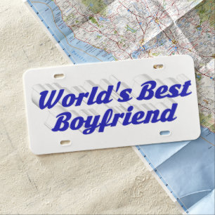 Boyfriend with blue script license plate