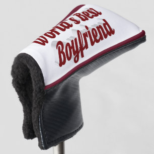 Boyfriend with burgundy script golf head cover