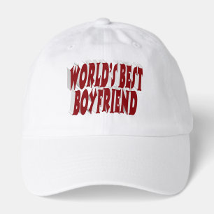 Boyfriend with burgundy typography hat